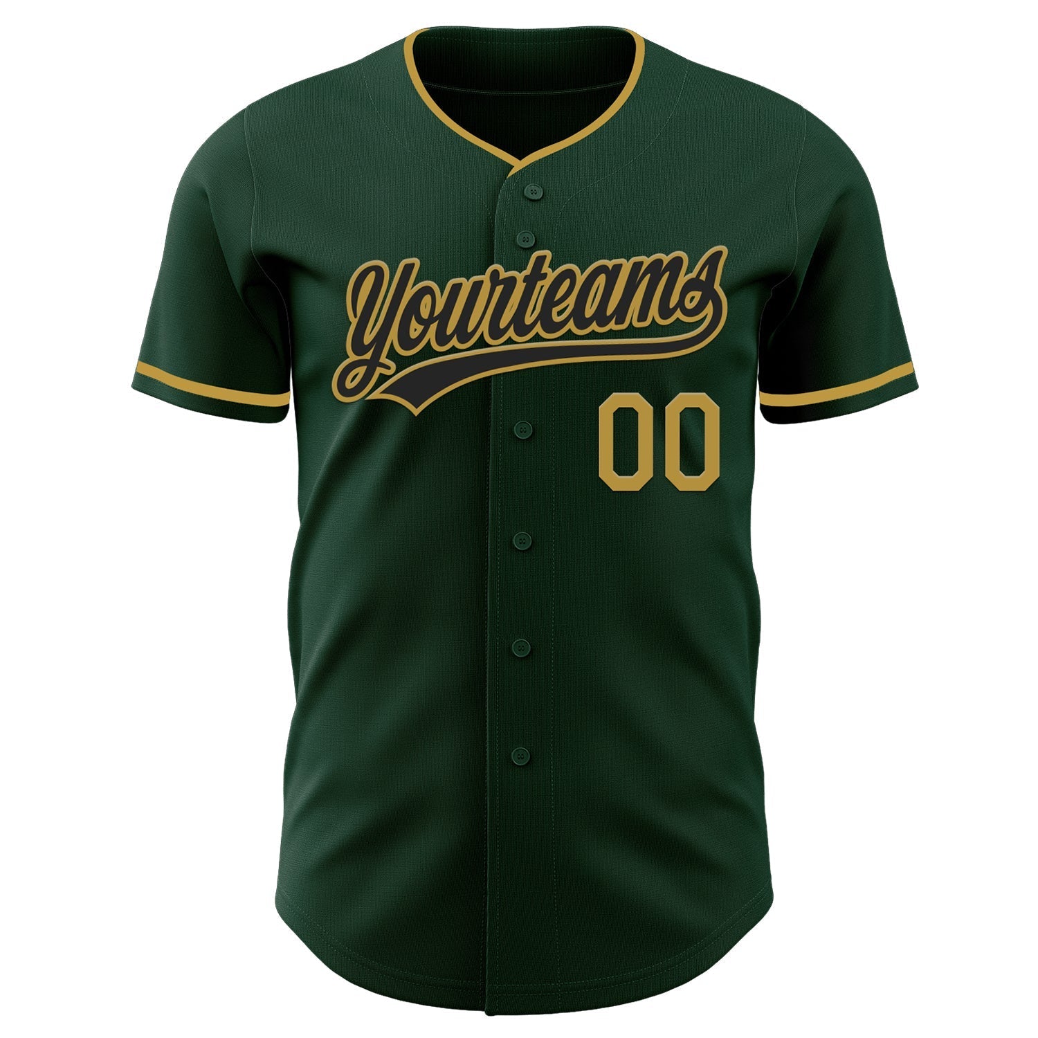 Custom Green Black-Old Gold Authentic Baseball Jersey baseball jersey product view 2