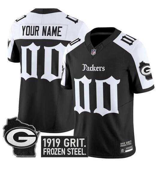 Green Bay Packers ACTIVE PLAYER Custom Black Alternate F.U.S.E. 'Gothic Frozen Football Jersey football jersey product view 1