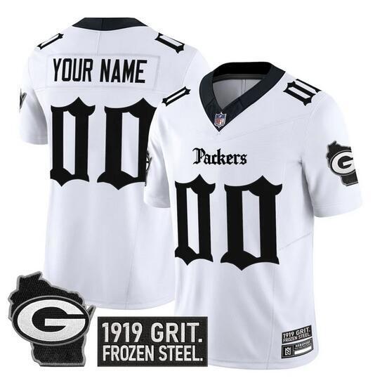 Green Bay Packers ACTIVE PLAYER Custom White F.U.S.E. 'Gothic Frozen Tundra Football Jersey football jersey product view 1