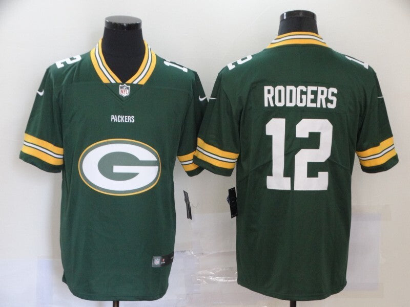 Green Bay Packers #12 Aaron Rodgers Big Logo 146 Football Jersey football jersey product view 1