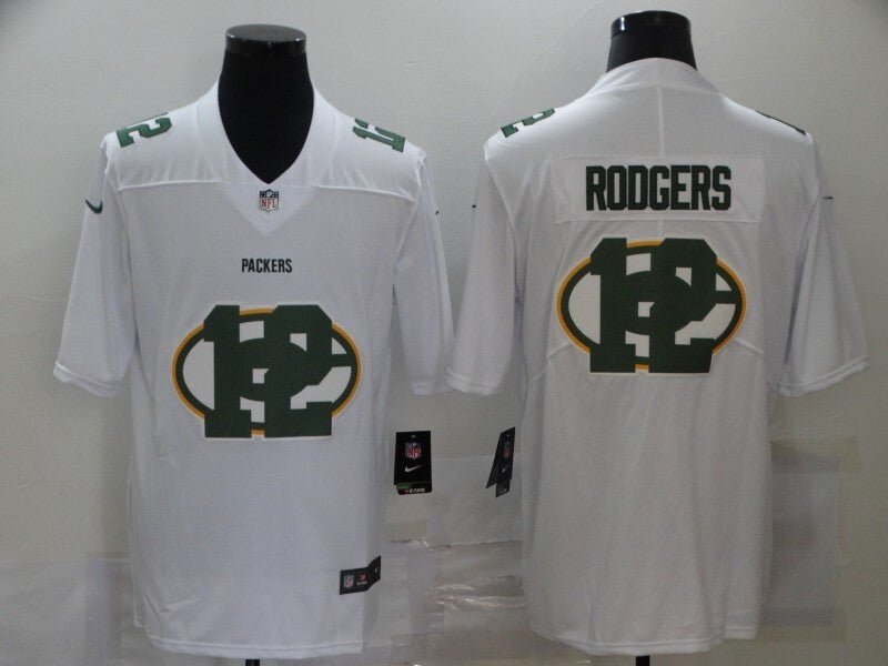 Green Bay Packers #12 Aaron Rodgers White Shadow 361 Football Jersey football jersey product view 1