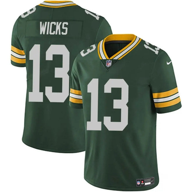 Green Bay Packers #13 Dontayvion Wicks Green 2025 Vapor Untouchable Limited Football Jersey football jersey product view 1
