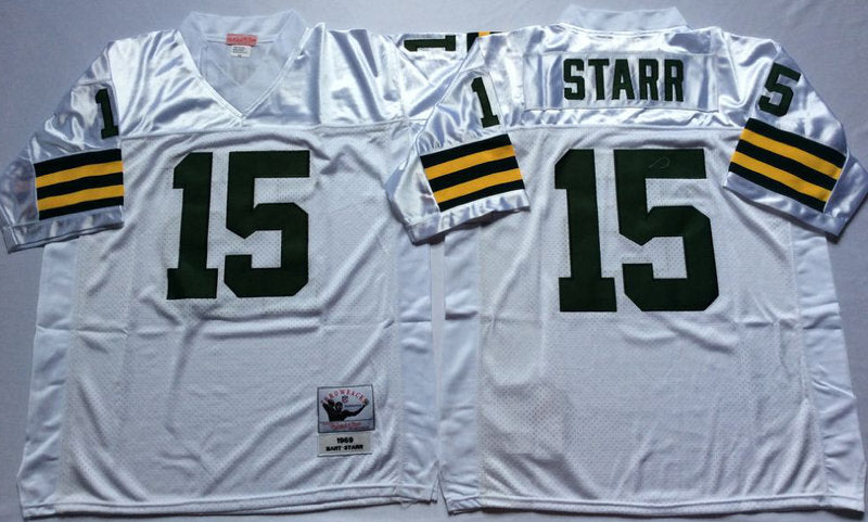 Green Bay Packers #15 Bart Starr Throwback Style 1 Football Jersey football jersey product view 1