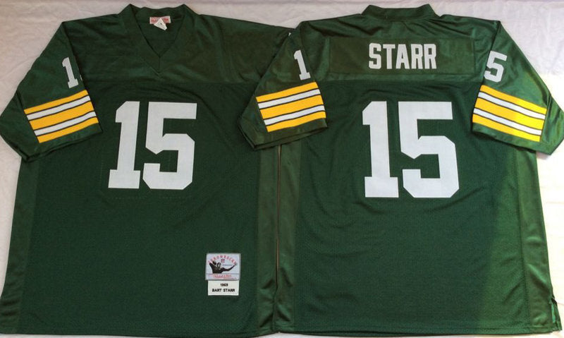 Green Bay Packers #15 Bart Starr Throwback Style 2 Football Jersey football jersey product view 1