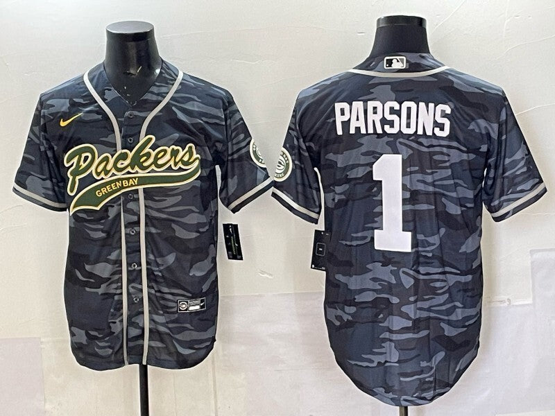 Green Bay Packers #1 Micah Parsons Packers Collaboration Style 4 Football Jersey football jersey product view 1