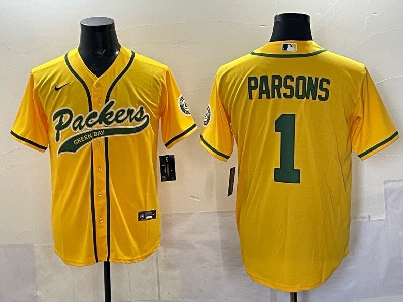 Green Bay Packers #1 Micah Parsons Packers Collaboration Style 8 Football Jersey football jersey product view 1