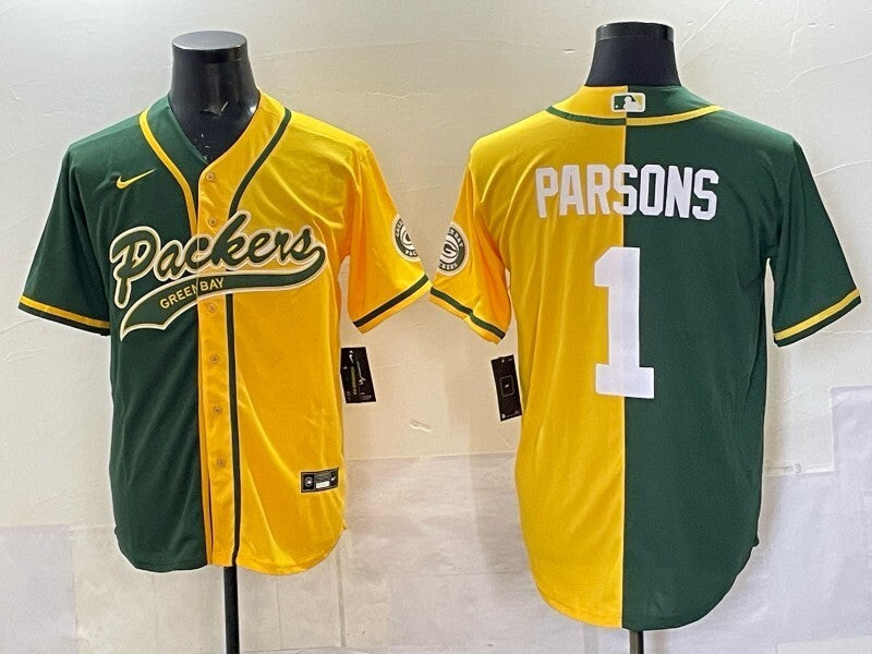 Green Bay Packers #1 Micah Parsons Packers Collaboration Style 9 Football Jersey football jersey product view 1