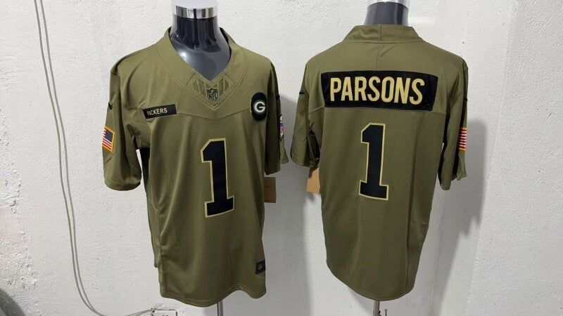 Green Bay Packers #1 Micah Parsons Style 2 Football Jersey football jersey product view 1
