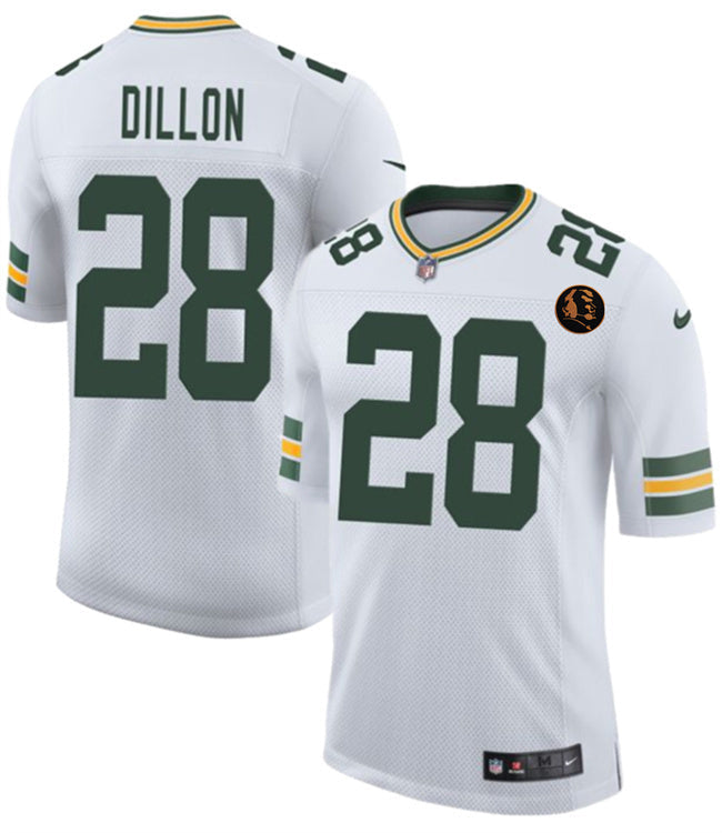 Green Bay Packers #28 A. J. Dillon White 2025 New With John Madden Patch Vapor Football Jersey football jersey product view 1
