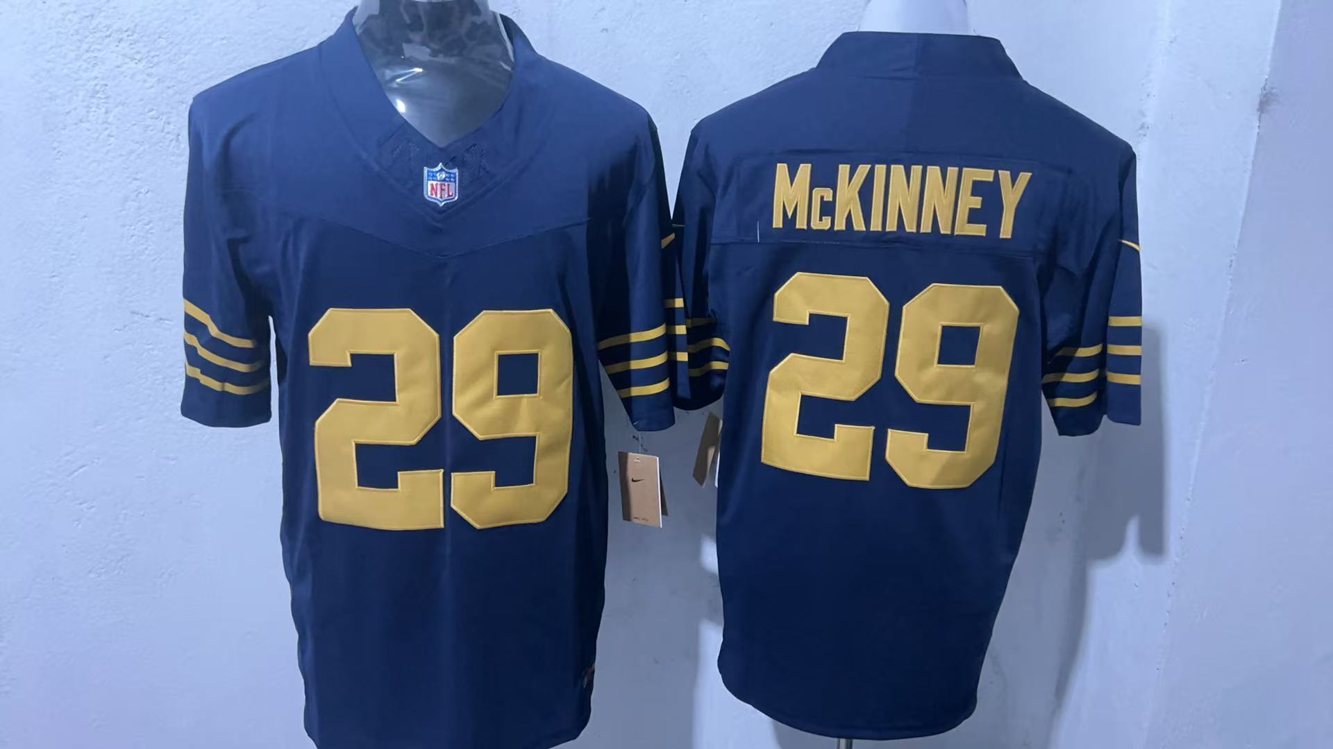 Green Bay Packers #29 Xavier McKinney Football Jersey football jersey product view 1