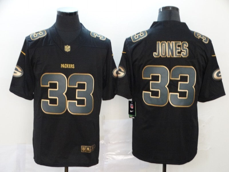 Green Bay Packers #33 Black Gold Adult 277 Football Jersey football jersey product view 1