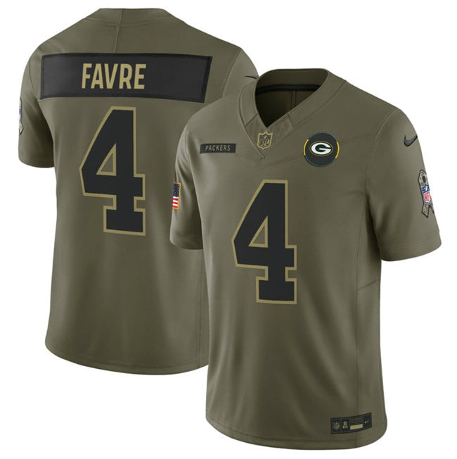 Green Bay Packers #4 Brett Favre Olive 2025 F.U.S.E. Salute to Service Limited Football Jersey football jersey product view 1