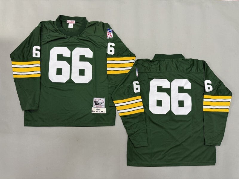 Green Bay Packers #66 Ray Nitschke Green Bay Packers Style 4 Football Jersey football jersey product view 1