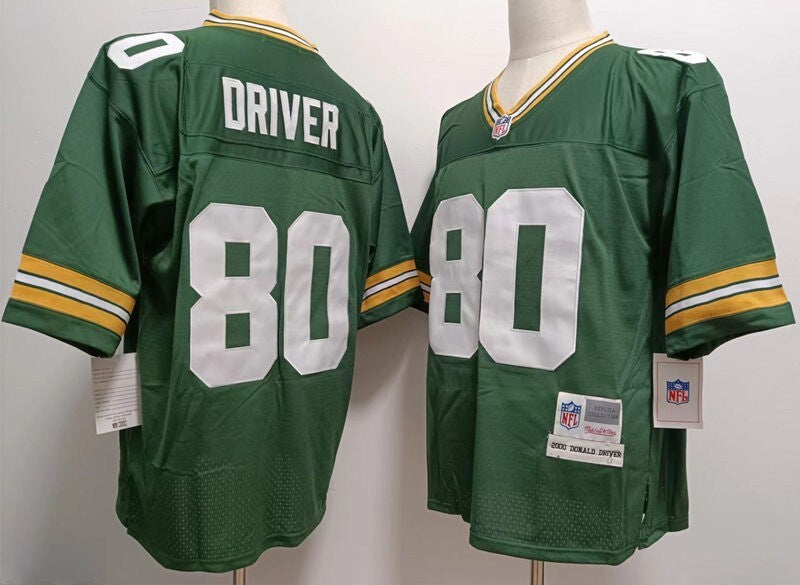 Green Bay Packers #80 Driver Packers #80 Green Retro Football Jersey football jersey product view 1