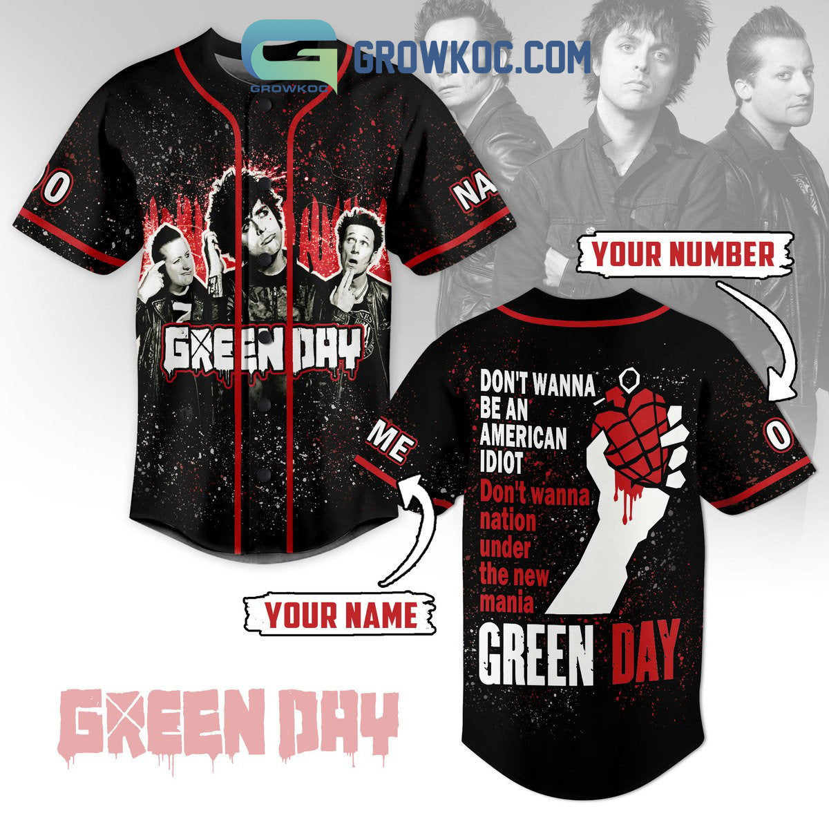 Greenday Don’t Wanna Be An American Idiot Personalized Baseball Jersey baseball jersey product view 1