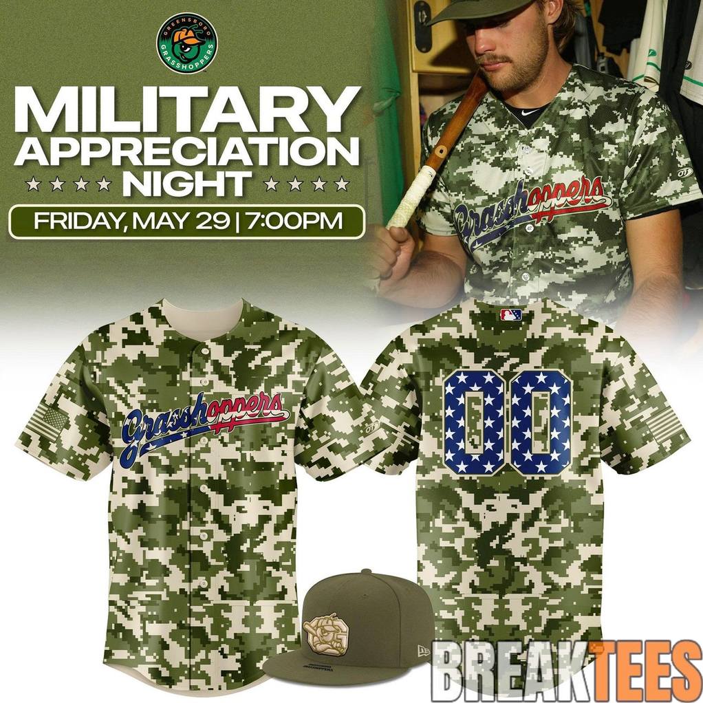 Greensboro Grasshoppers 2026 Military Appreciation Night Baseball Jersey Unisex T-shirt, Sweatshirt, Hoodie, Long Sleeve Tee - T-Shirt, Sweatshirt, Hoodie