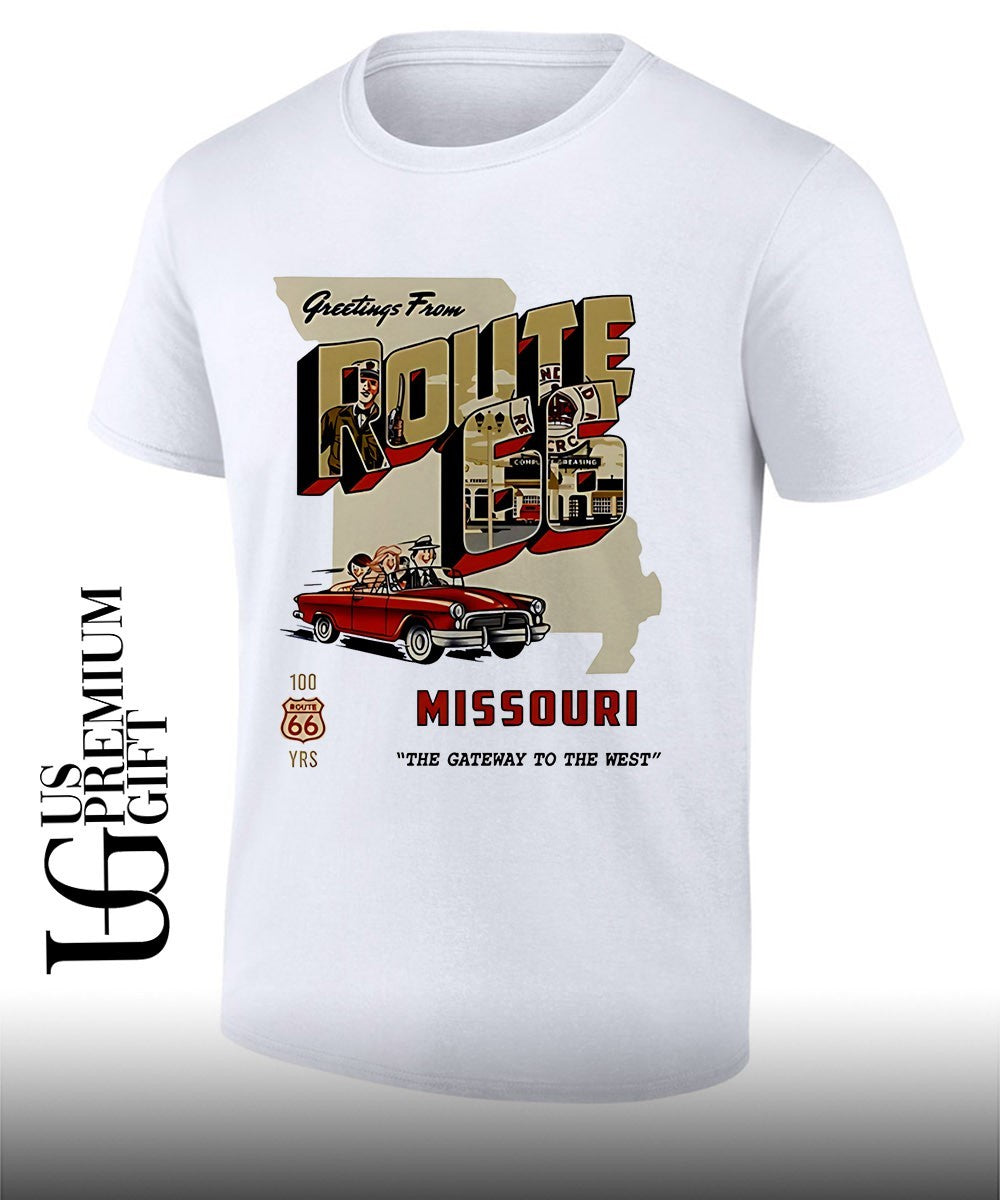 Greetings From Route 66 Missouri The Gateway To The West shirt Unisex T-shirt, Sweatshirt, Hoodie, Long Sleeve Tee - T-Shirt, Sweatshirt, Hoodie