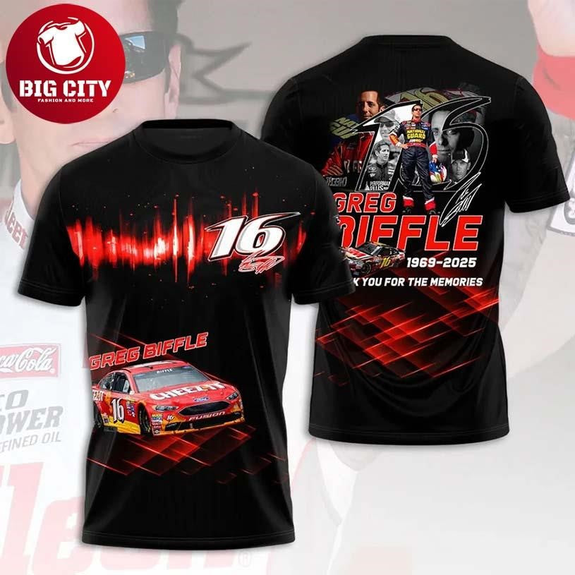 Greg Biffle 16 Tribute 2025 Nascar Racing Two Sided Shirt Unisex T-shirt, Sweatshirt, Hoodie, Long Sleeve Tee - T-Shirt, Sweatshirt, Hoodie