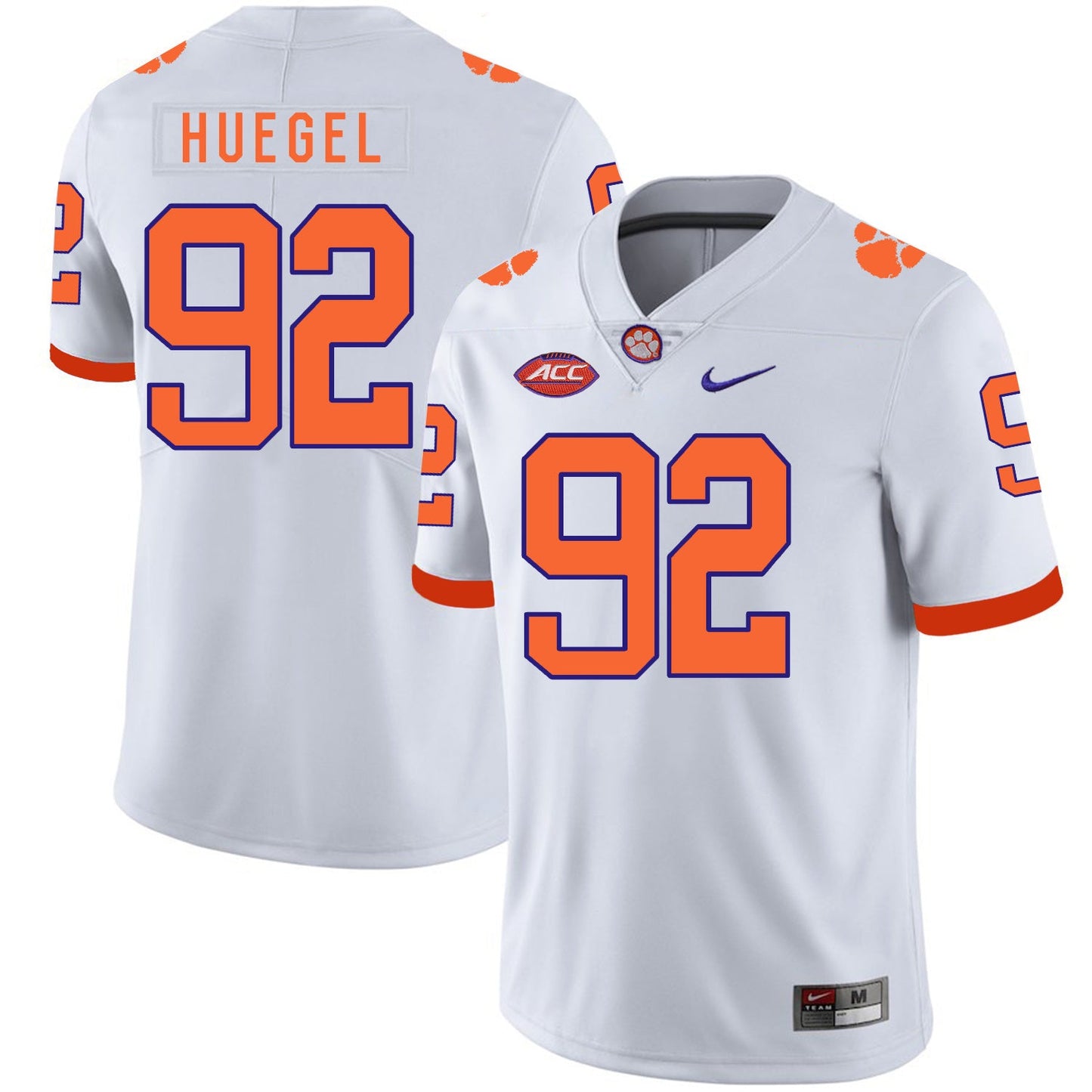 Greg Huegel 92 White College Football Jersey football jersey product view 1