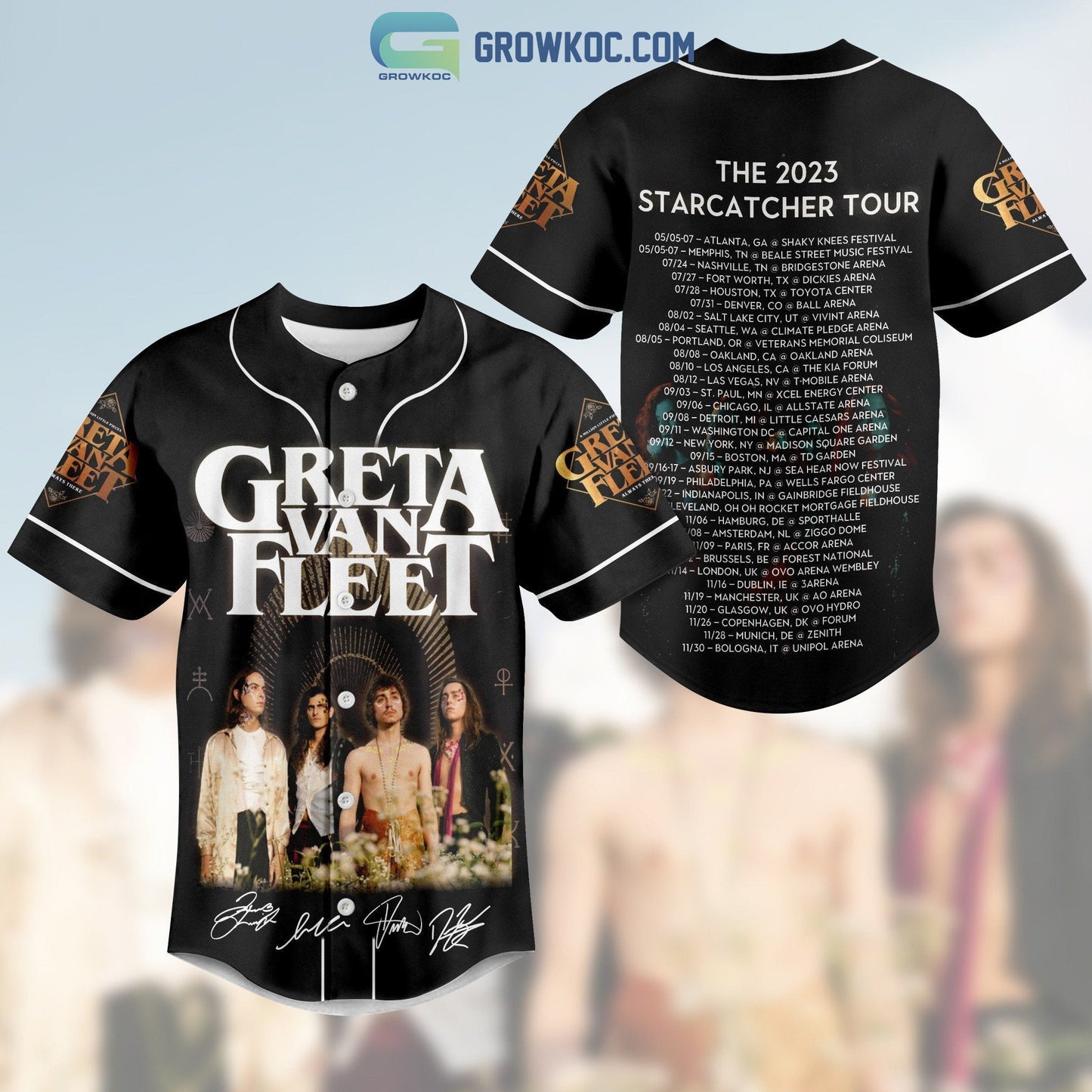Greta Van Fleet The 2023 Starcatcher Tour Baseball Jersey baseball jersey product view 1