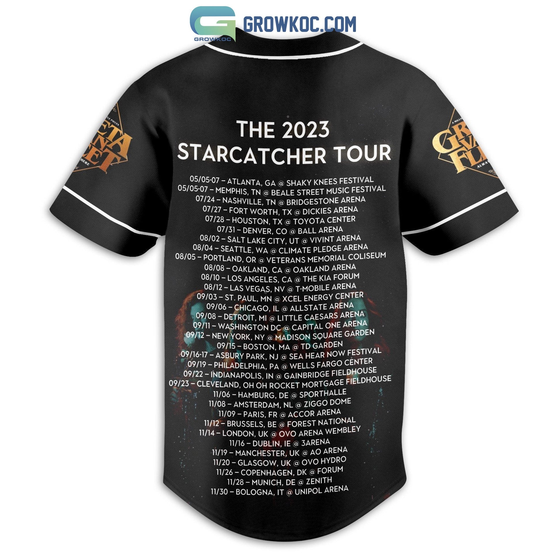 Greta Van Fleet The 2023 Starcatcher Tour Baseball Jersey baseball jersey product view 3