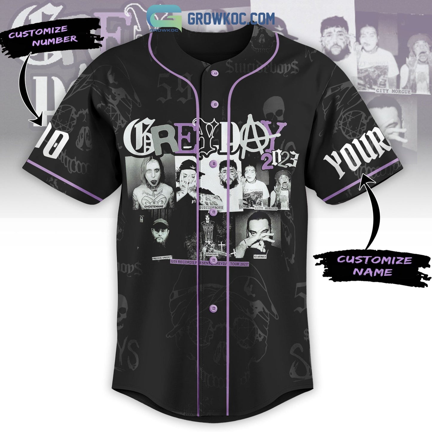 Grey Day Tour 2023 Personalized Baseball Jersey baseball jersey product view 2