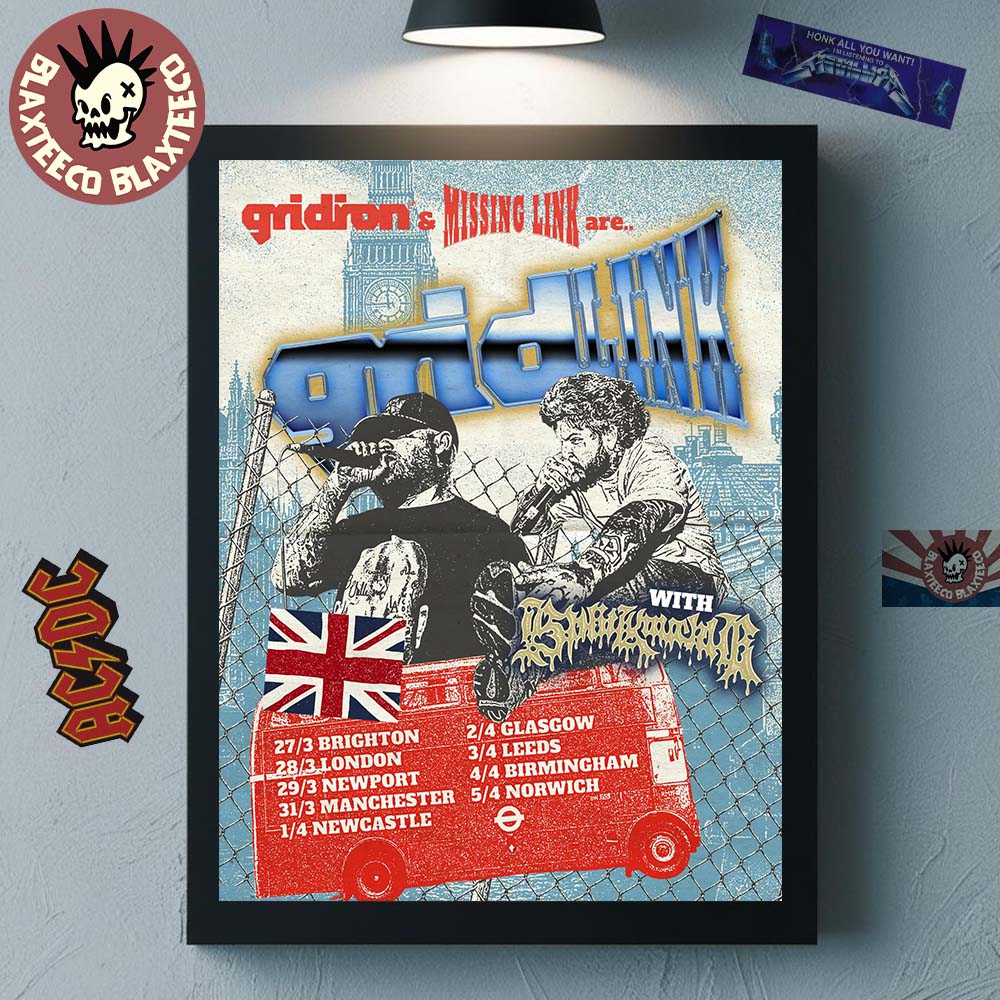 Gridiron x Missing Link Gridlink UK 2026 Tour Schedule Dates Poster Canvas Unisex T-shirt, Sweatshirt, Hoodie, Long Sleeve Tee - T-Shirt, Sweatshirt, Hoodie