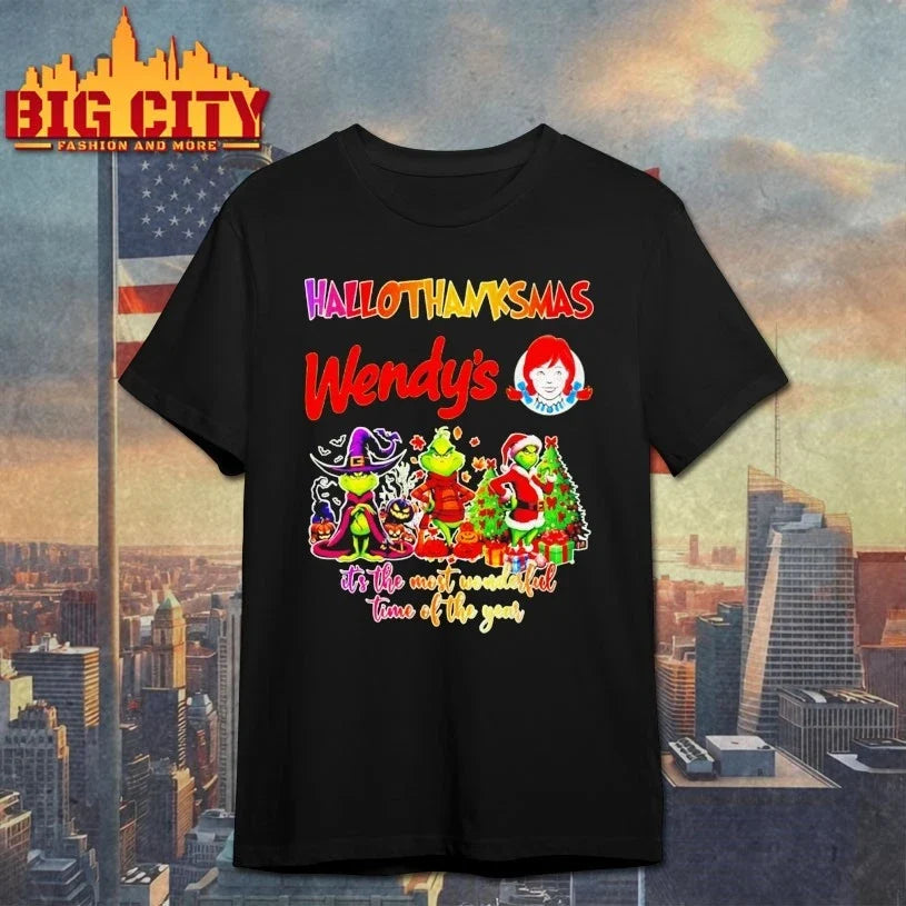 Grinch Hallothanksmas Wendy’s It’s The Most Wonderful Time Of The Year shirt Unisex T-shirt, Sweatshirt, Hoodie, Long Sleeve Tee - T-Shirt, Sweatshirt, Hoodie