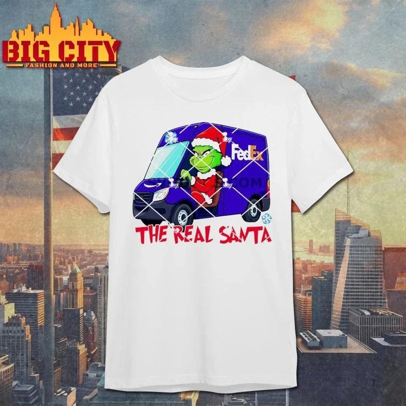 Grinch Shipping FedEx Christmas The Real Santa shirt Unisex T-shirt, Sweatshirt, Hoodie, Long Sleeve Tee - T-Shirt, Sweatshirt, Hoodie