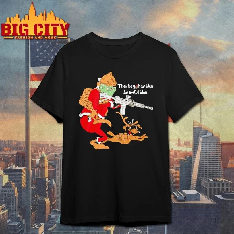 Grinch Taking Gun Then He Got An Idea An Awful Idea shirt Unisex T-shirt, Sweatshirt, Hoodie, Long Sleeve Tee - T-Shirt, Sweatshirt, Hoodie