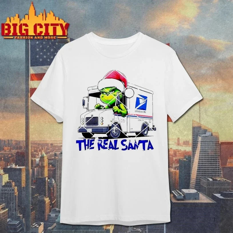 Grinch USPS The Real Santa Christmas shirt Unisex T-shirt, Sweatshirt, Hoodie, Long Sleeve Tee - T-Shirt, Sweatshirt, Hoodie