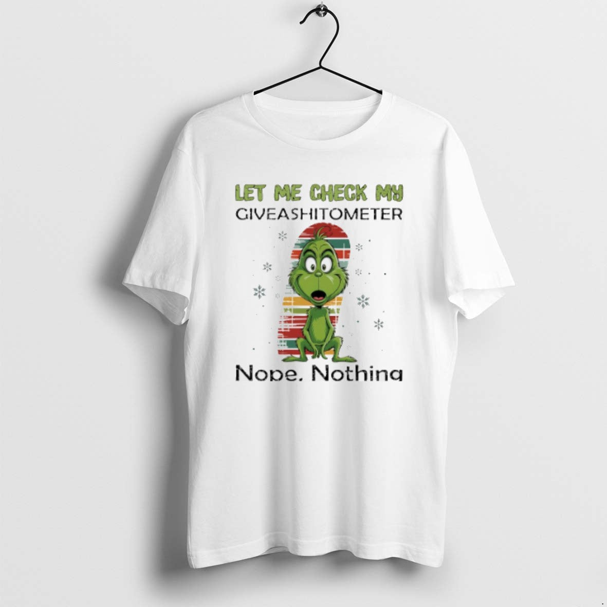 Grinch Let Me Check My Giveashitometer Nope Nothing Christmas T Shirts Unisex T-shirt, Sweatshirt, Hoodie, Long Sleeve Tee - T-Shirt, Sweatshirt, Hoodie