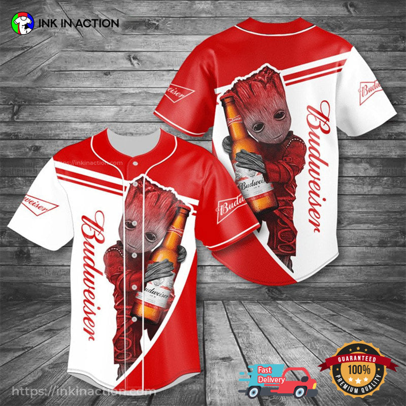 Groot Loves Budweiser Baseball Jersey baseball jersey product view 1