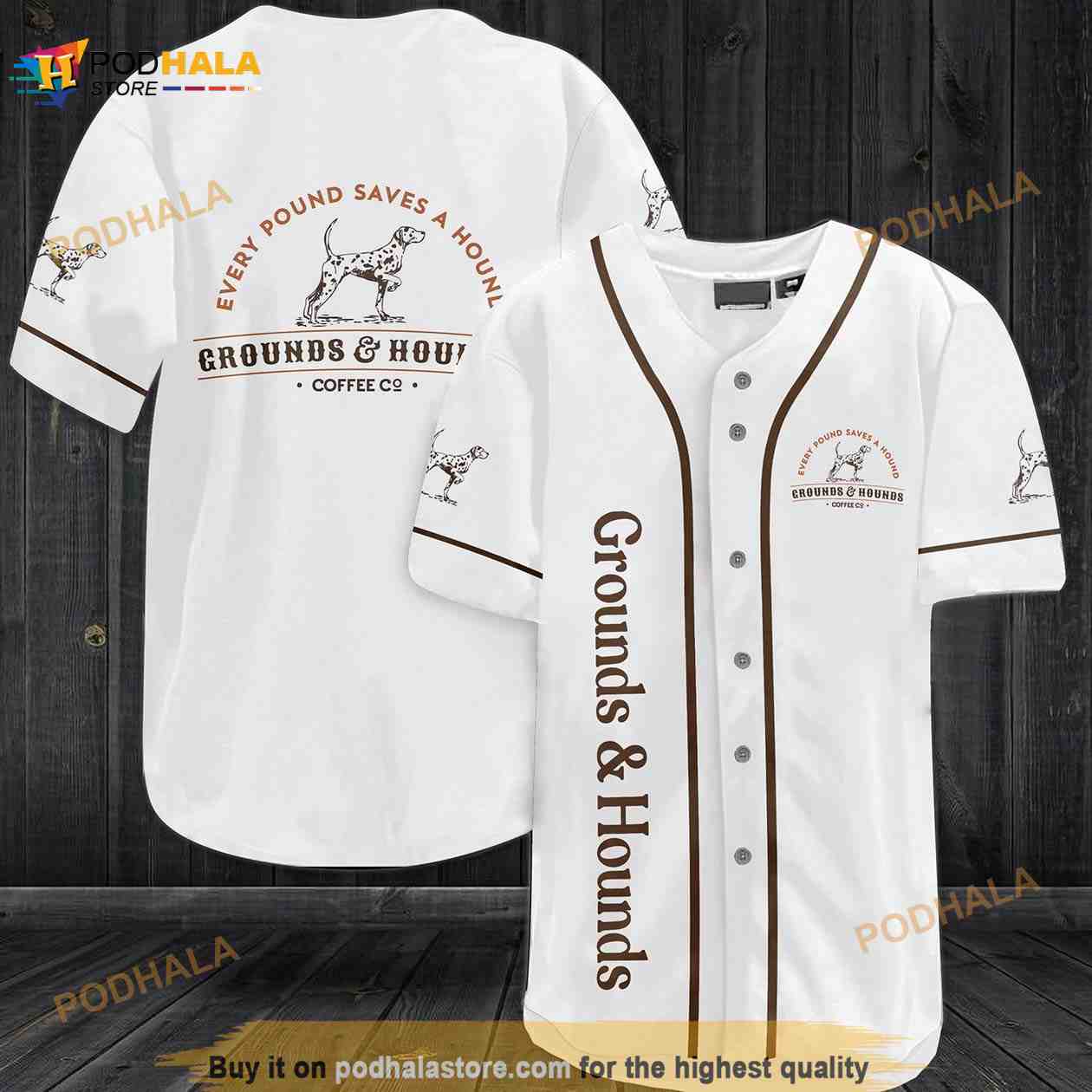 Grounds & Hounds Every Pound Aves A Hound 3D Baseball Jersey baseball jersey product view 1