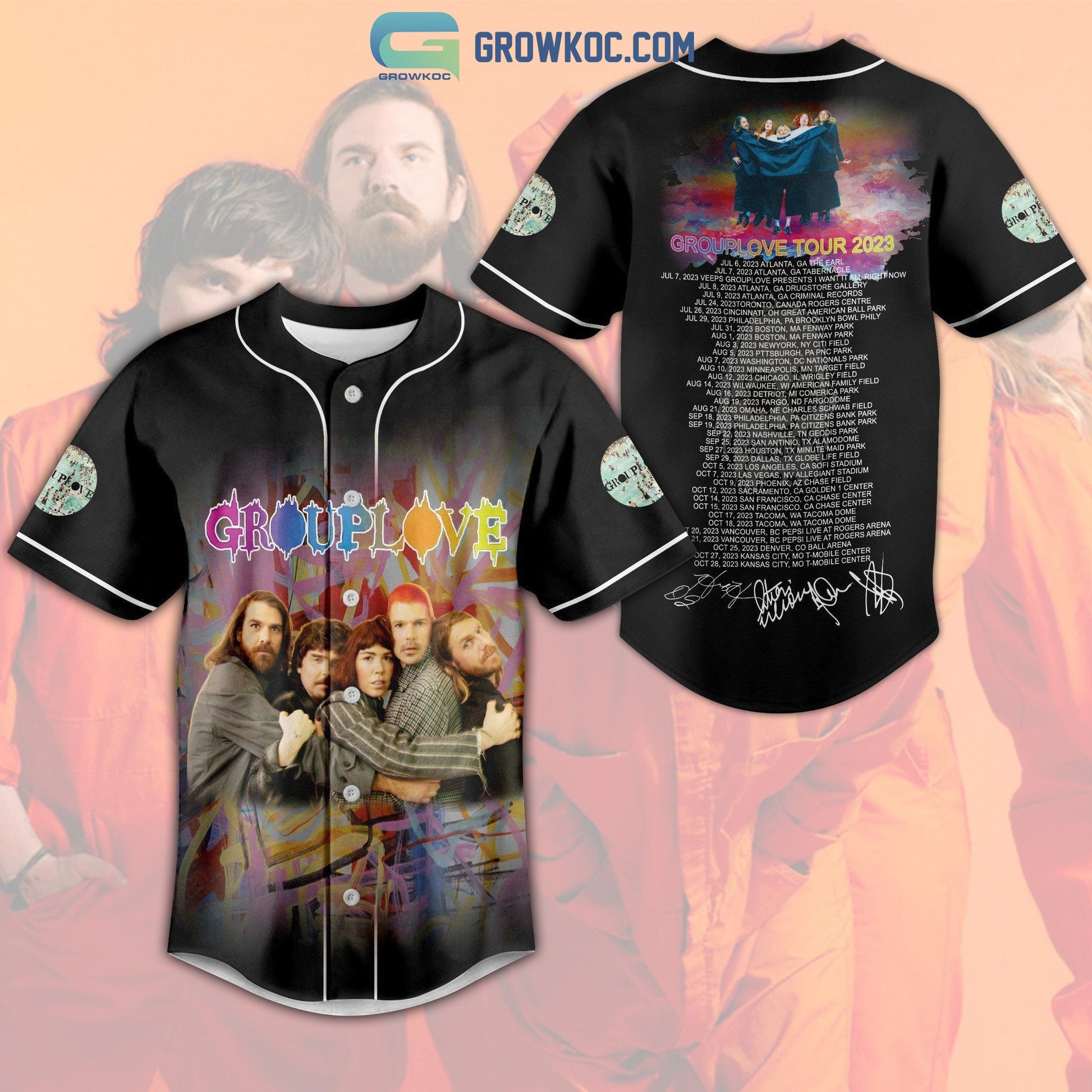 Grouplove Tour 2023 Baseball Jersey baseball jersey product view 1