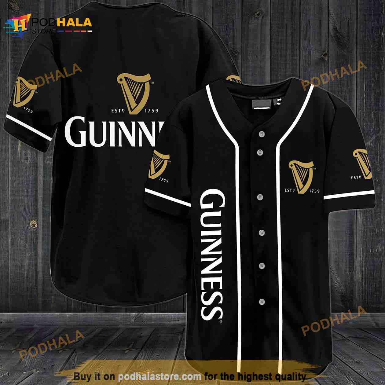 Guinness Irish Beer Logo 3d Baseball Jersey Shirt baseball jersey product view 1