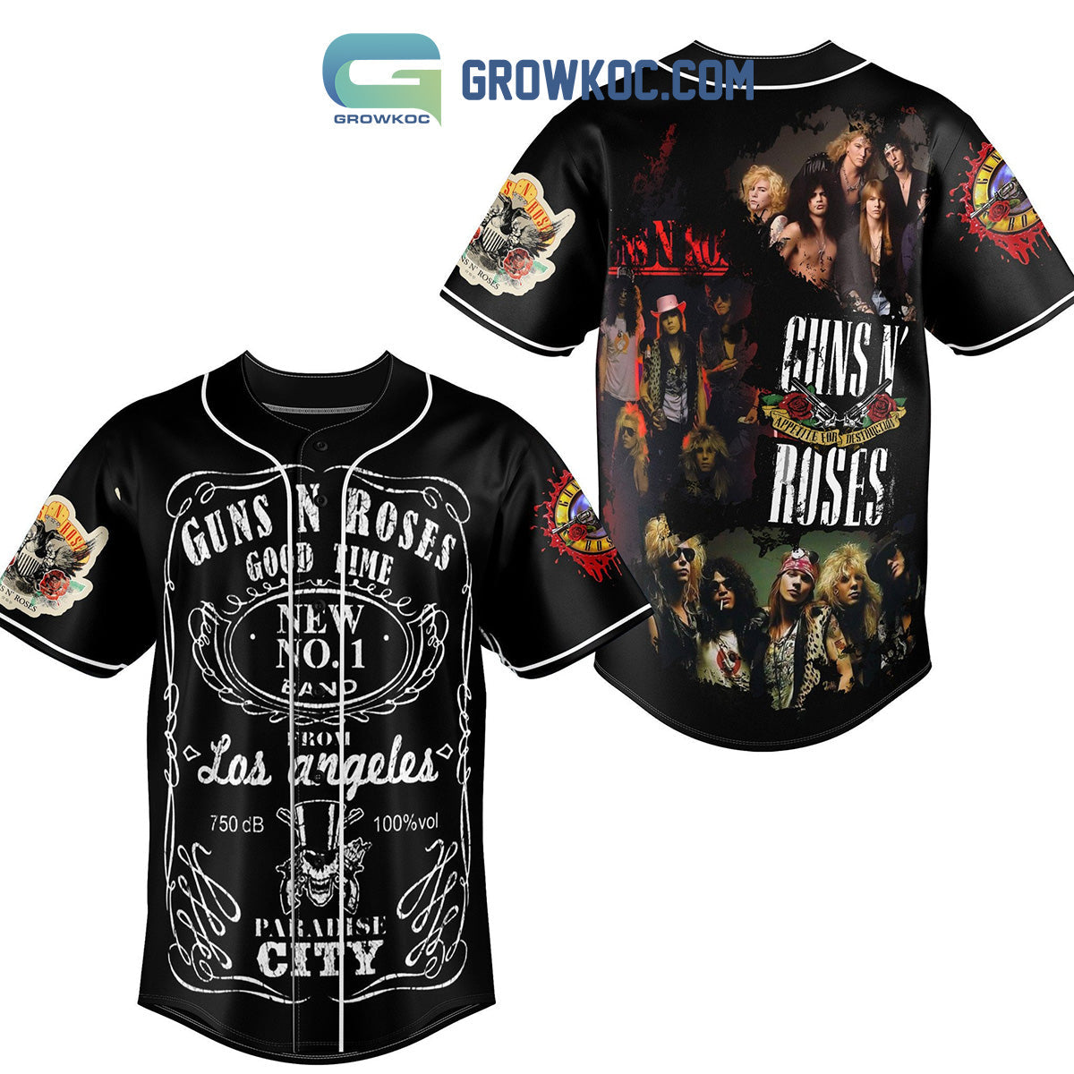 Gun N’ Roses Good Time Paradise City Baseball Jersey baseball jersey product view 1