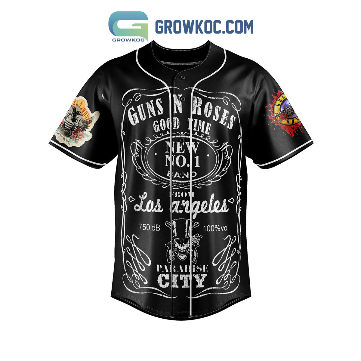Gun N’ Roses Good Time Paradise City Baseball Jersey baseball jersey product view 2
