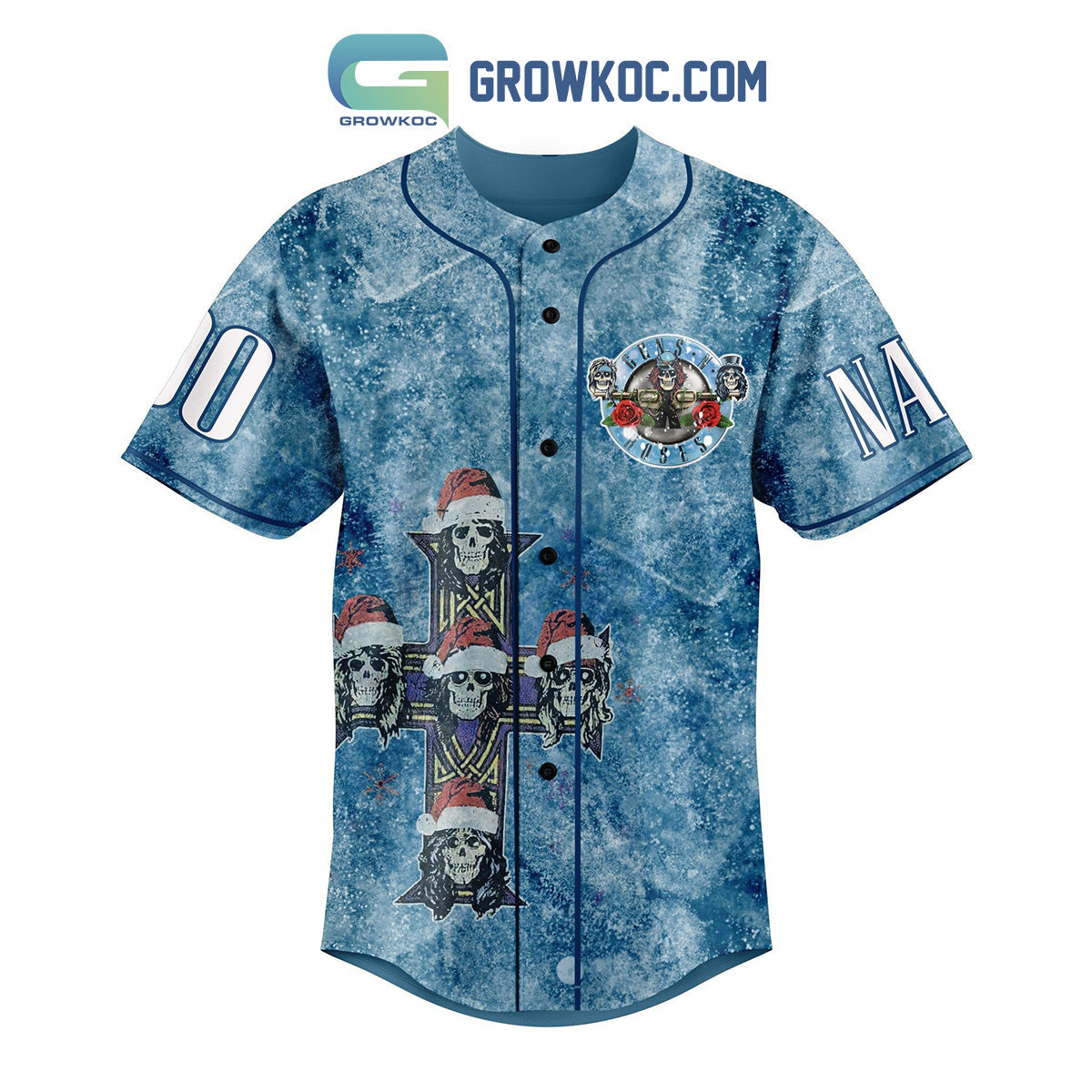 Gun N’ Roses Knockin’ On Santa’s Door Personalized Baseball Jersey baseball jersey product view 2