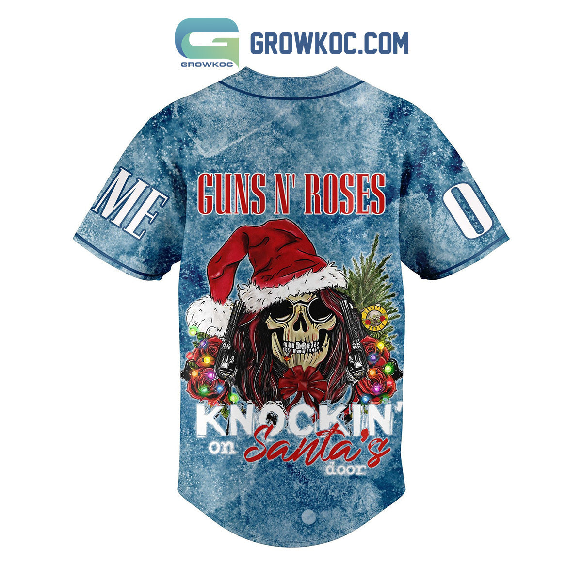 Gun N’ Roses Knockin’ On Santa’s Door Personalized Baseball Jersey baseball jersey product view 3