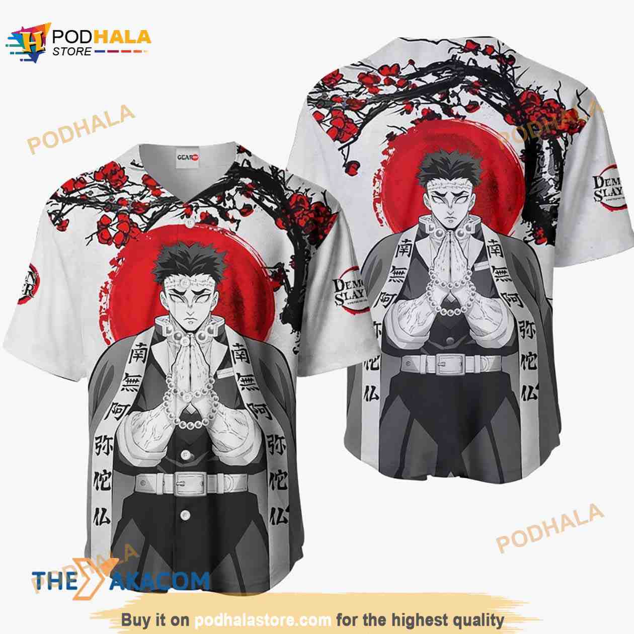 Gyomei Himejima Kimetsu Anime Japan Style 3D Baseball Jersey Shirt baseball jersey product view 1