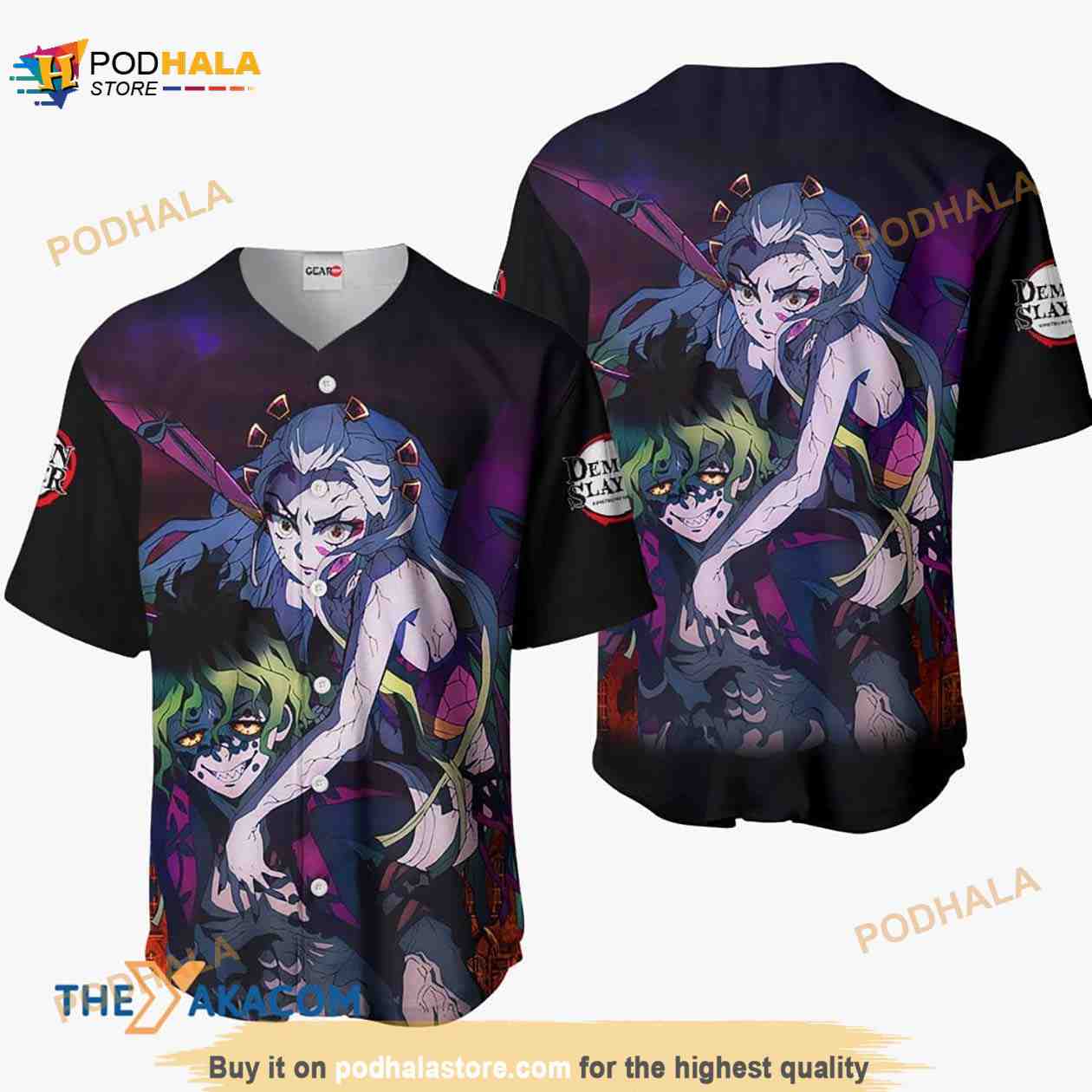 Gyutaro And Daki Kimetsu Anime 3D Baseball Jersey Shirt baseball jersey product view 1