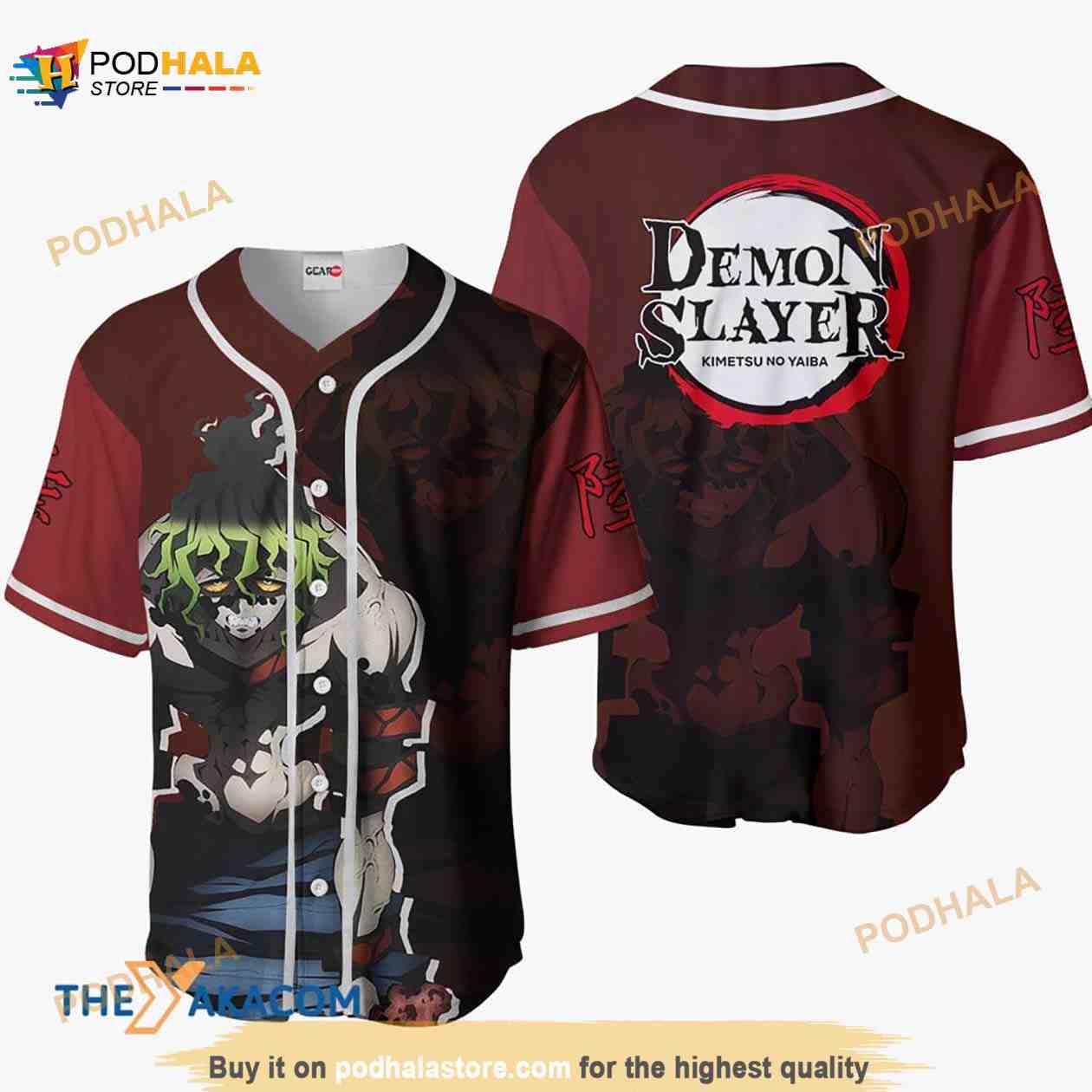 Gyutaro Kimetsu Anime 3D Baseball Jersey Shirt baseball jersey product view 1