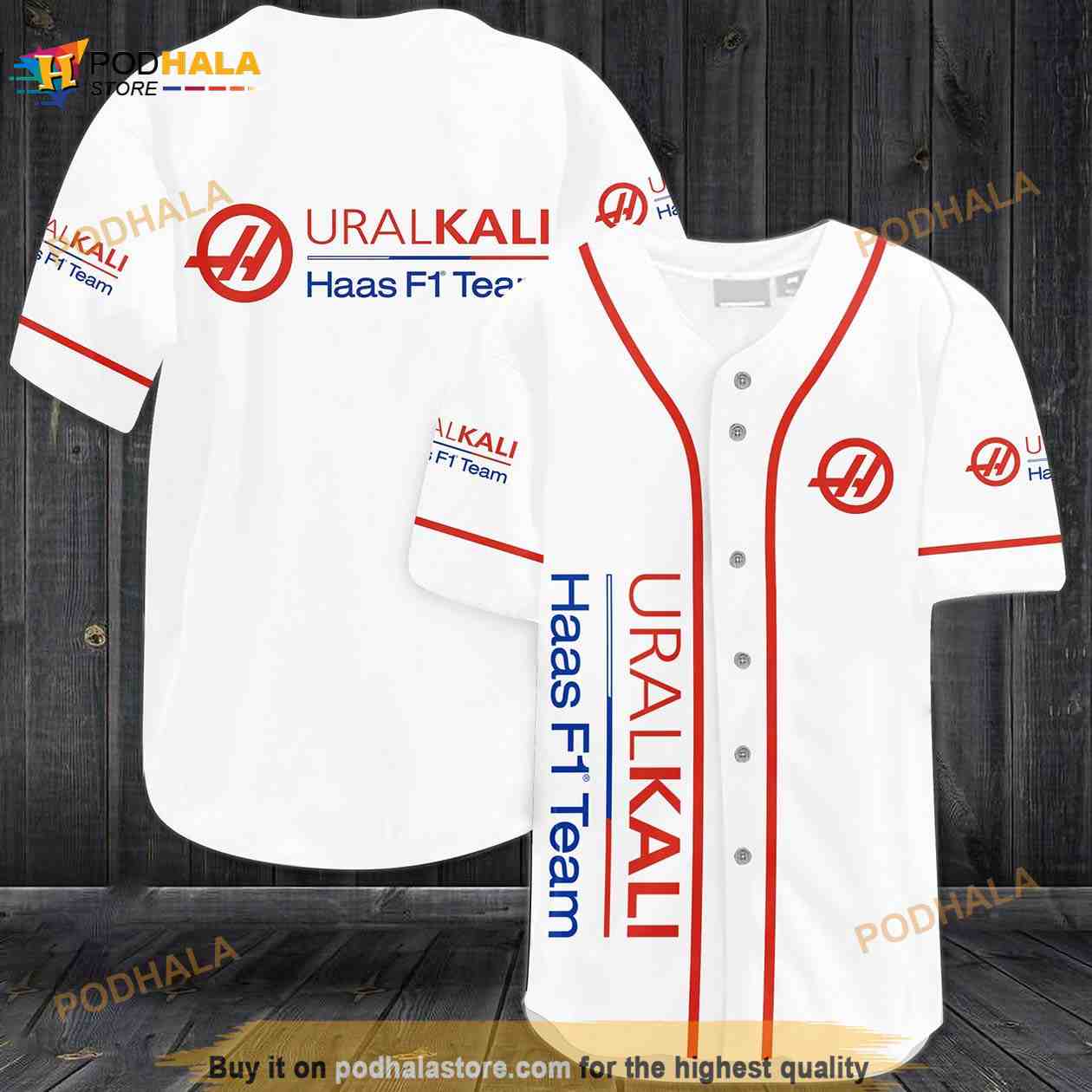 Haas F1 Team Uralkali 3d Baseball Jersey baseball jersey product view 1