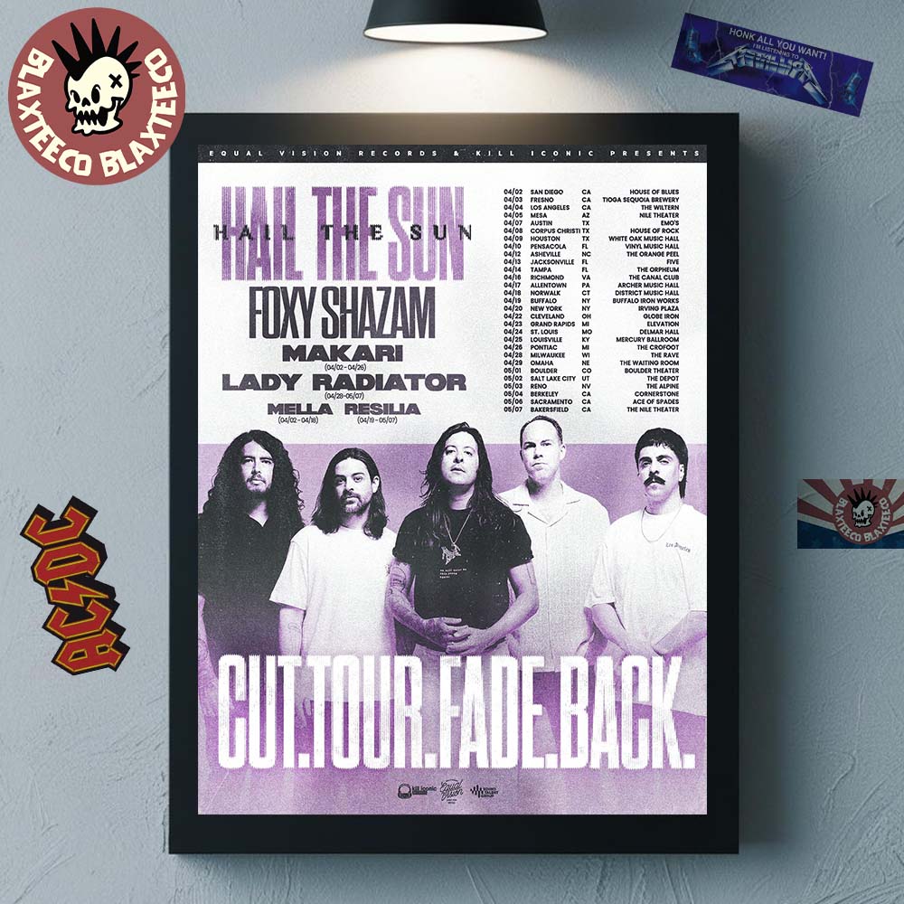 Hail The Sun Cut Tour Fade Back Tour 2026 North America Schedule Dates Merch Poster Unisex T-shirt, Sweatshirt, Hoodie, Long Sleeve Tee - T-Shirt, Sweatshirt, Hoodie