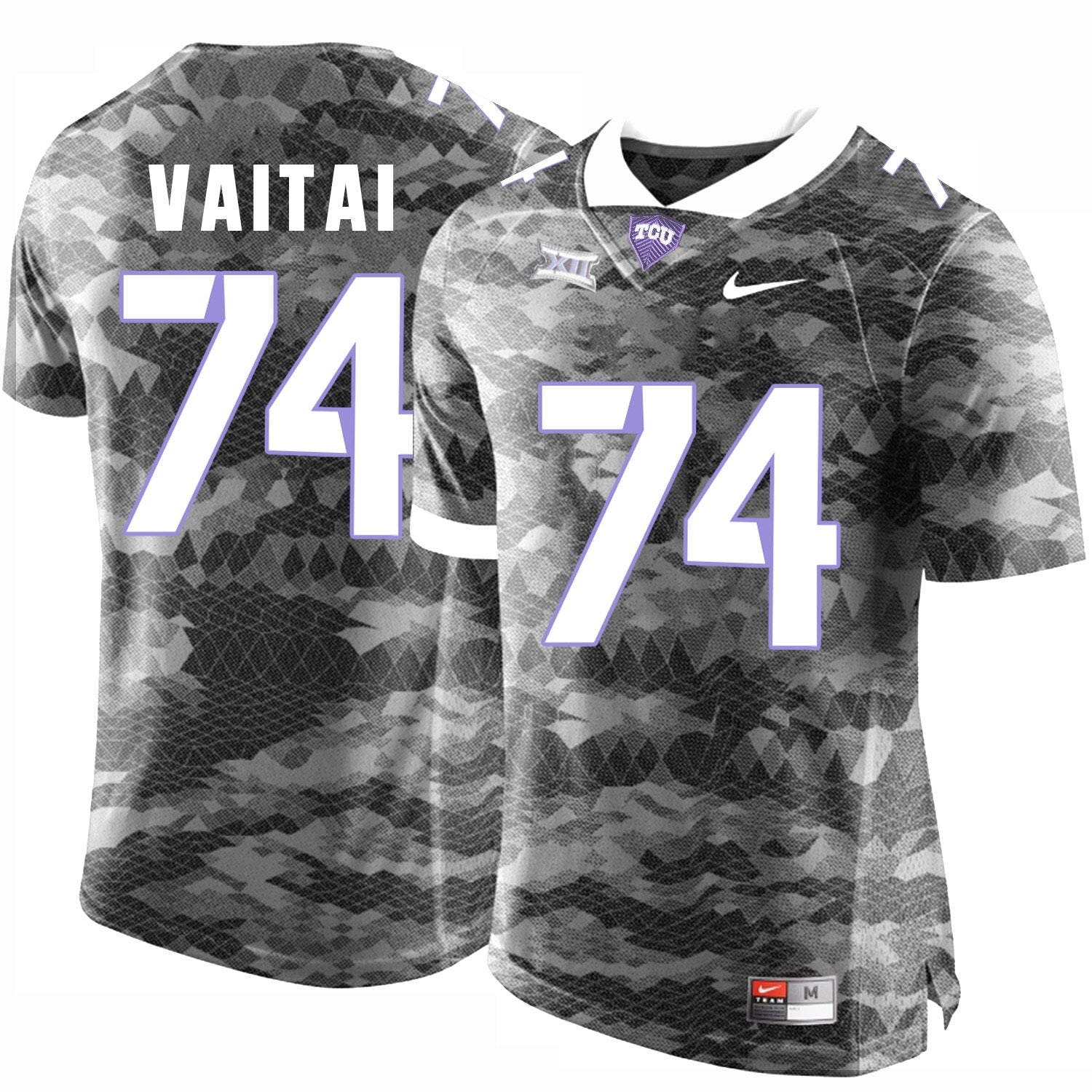 Halapoulivaati Vaitai 74 Grey College Football Jersey football jersey product view 1