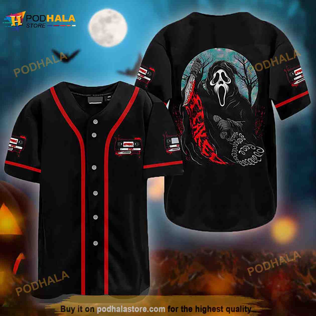 Halloween Ghostface Slasher 3d Baseball Jersey baseball jersey product view 1