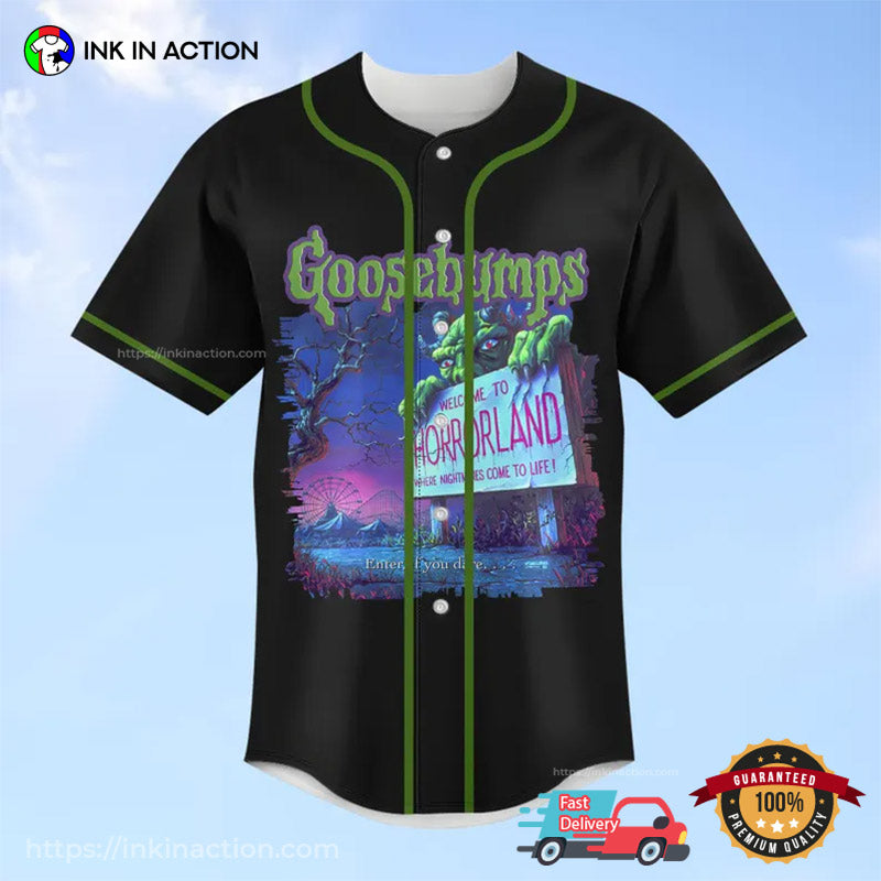 Halloween Goosebumps Horrorland Baseball Jersey baseball jersey product view 3