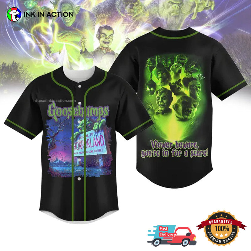 Halloween Goosebumps Horrorland Baseball Jersey baseball jersey product view 1