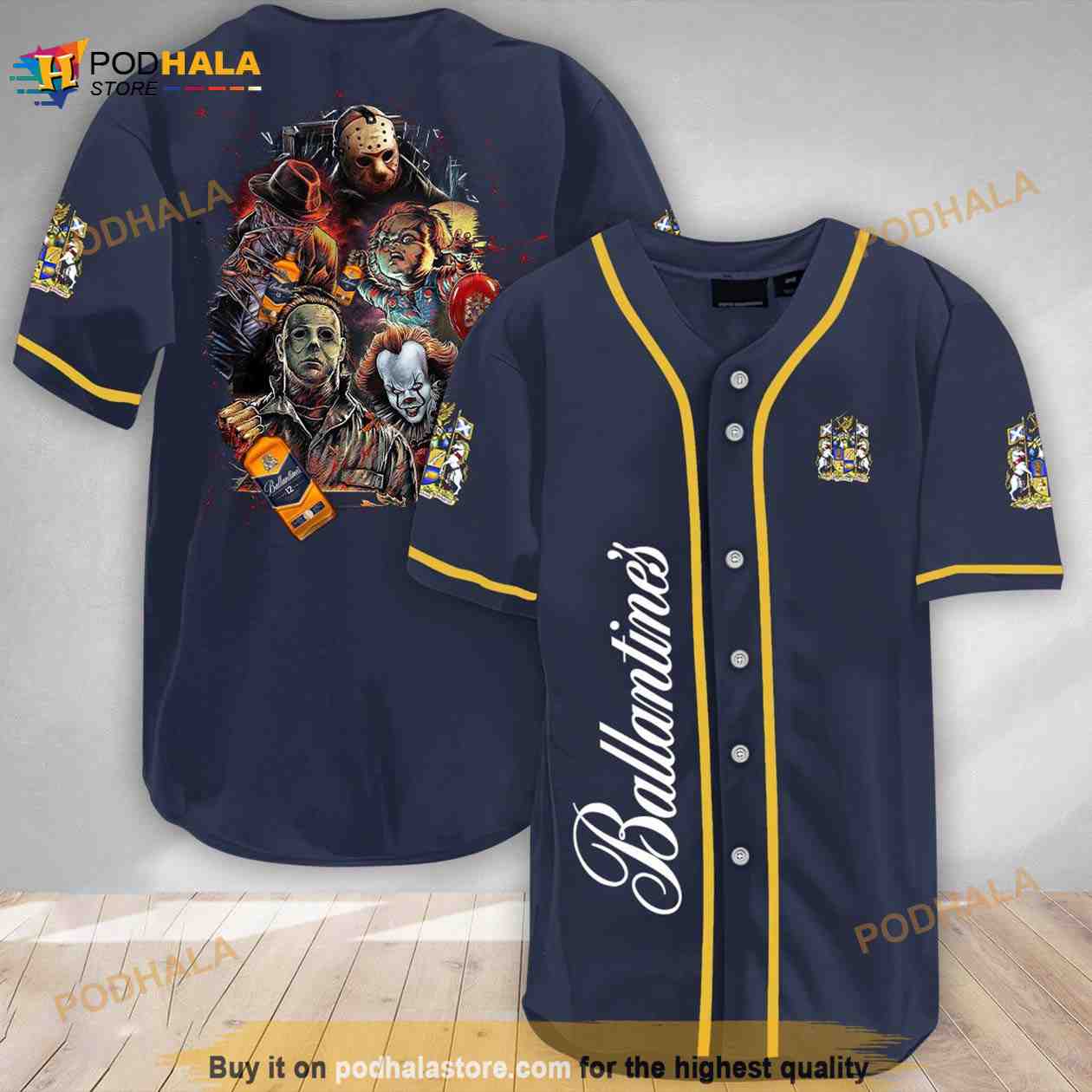 Halloween Horror Characters Ballantines 3d Baseball Jersey baseball jersey product view 1